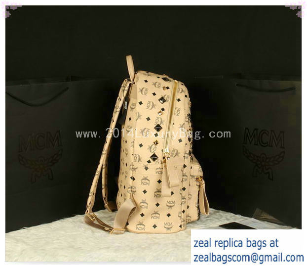 High Quality Replica MCM Stark Backpack Jumbo in Calf Leather 8100 Apricot - Click Image to Close